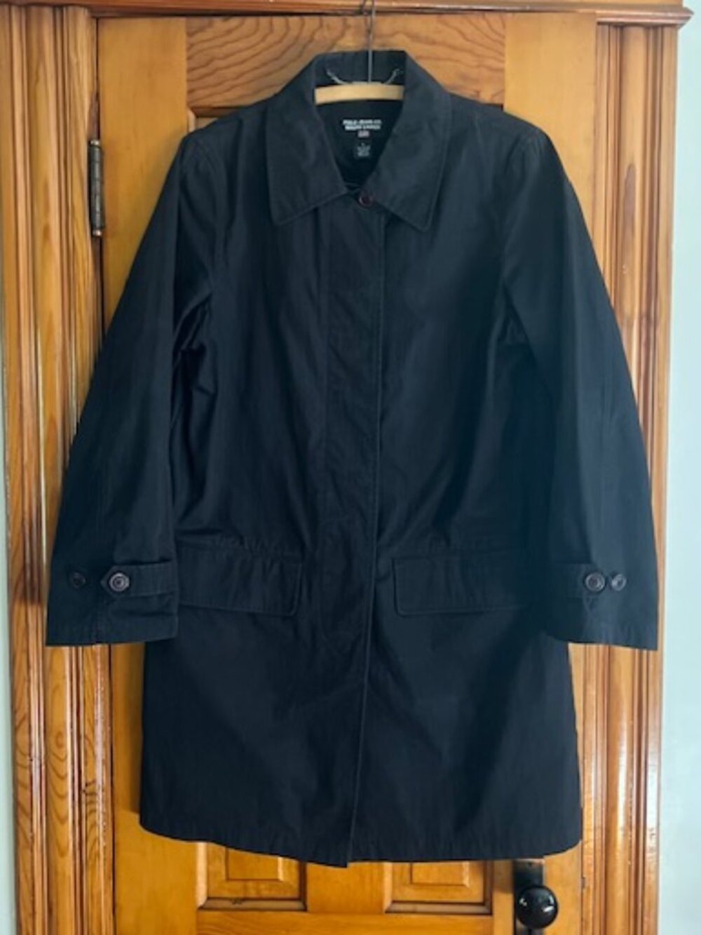 Vintage Polo Jeans Co. Ralph Lauren Blk Trench Car Coat Woman's Size Large
